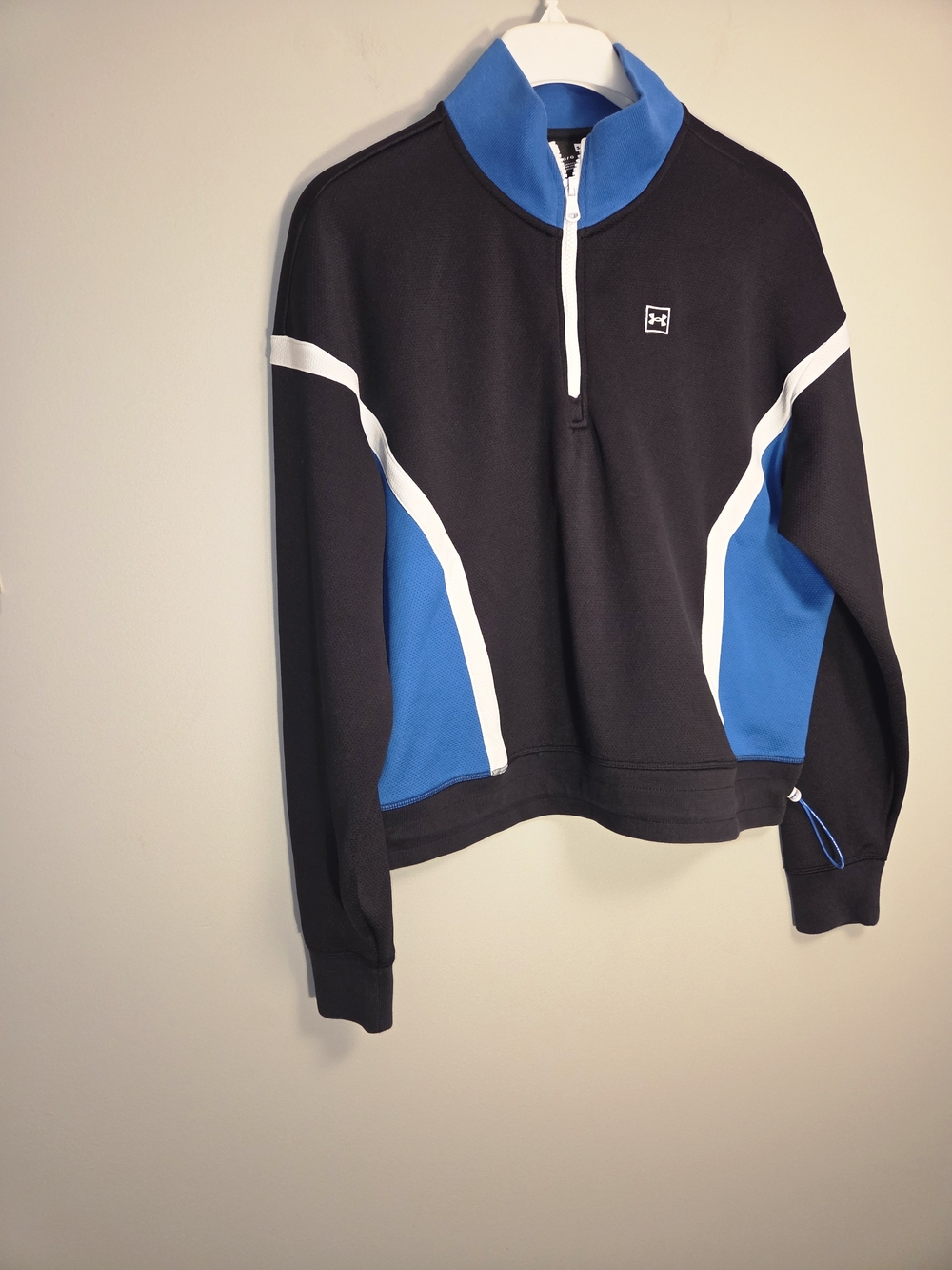 Vintage Style Under Armour Color Block Quarter Zip Cropped Pullover Jacket L